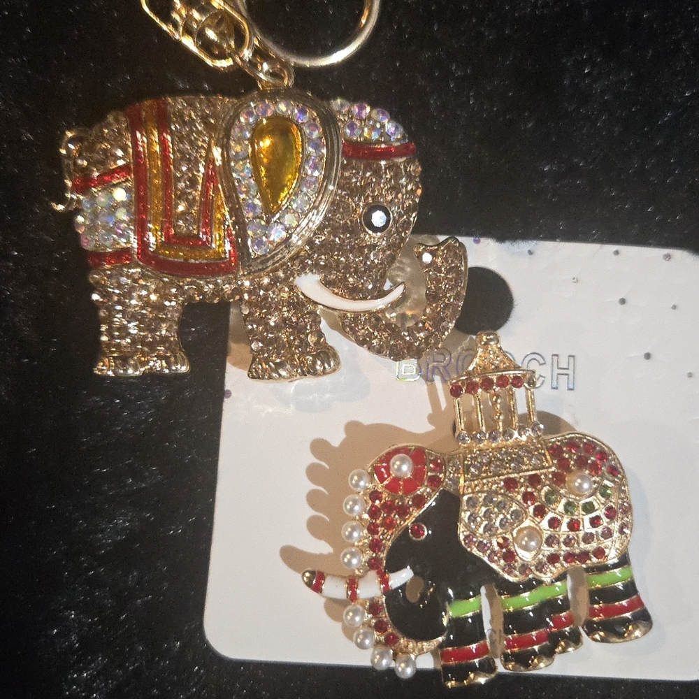 (PICK ONE) Royal Elephant Bag Charm/Key Chain OR Elephant  BROOCH 🐘 NWT